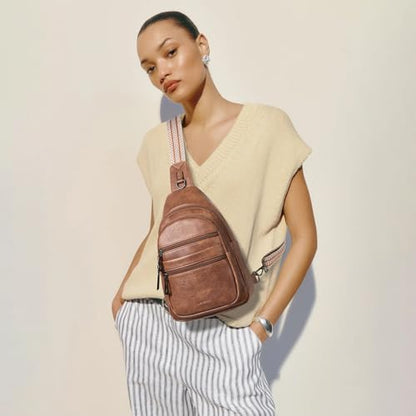 Leresas Sling Bag for Women Crossbody Bags Fanny Packs Over Shoulder Bag Sling Purse Backpack Vegan Leather Travel Handbag Purse Gifts Brown - color: Brown