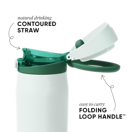 Simple Modern Mesa Loop Water Bottle with Covered Straw and Handle | 24oz Cup Holder Friendly Insulated Stainless Steel Bottles for Travel, Sports and School | Agave - color: -Agave, size: 24 Ounces