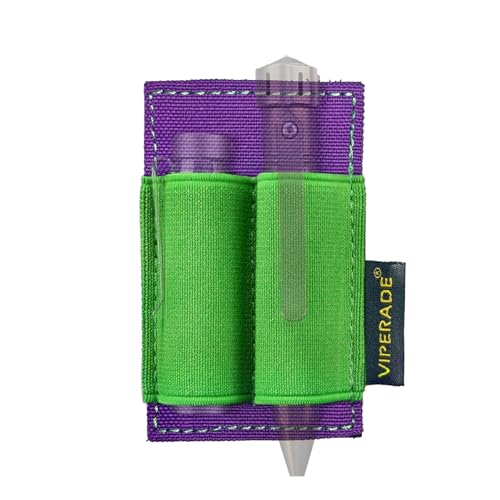 VIPERADE PL6 Tactical Modular EDC Organizer, Elastic Insert Pouch Panel with Hook Backed Accessories Holder, Attachment for Backpack, Tactical Vest, Bag - color: Green Purple, S