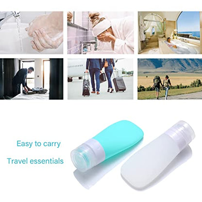 2 Pcs Silicone Travel Bottles,2oz Leak Proof Refillable Squeeze Containers with Transparent Carry Bag,Small Empty Travel Size Bottles for Shampoo,Conditioner,Lotion,Toiletries - color: 2oz Green White
