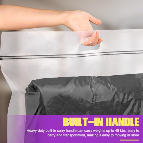 FURWEY 25 Gallon Extra Large Storage Bags 35”x 24”Resealable Clear Bags with Handle 4 Mil Thick Heavy Duty Big Bag for Clothes Pillow Travel Moving,Bedding,Shoes and Toys Storage, Pack of 3 - size: 25 gal - 3 pack