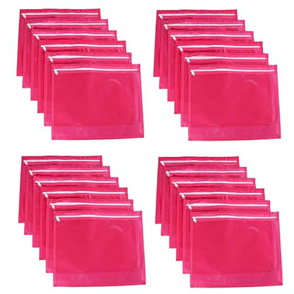 KRUM Single Saree Cover/Suit Packing 12 Piece Transparent Flower Cloth Packing Bag Organizer for Wardrobe Storage or Wedding Gifting ., Pink, 37 cm x 2 cm x 43 cm, Travel Accessories