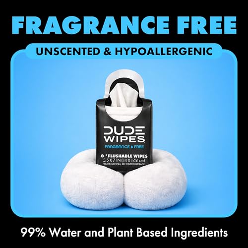 DUDE Wipes Unscented Pocket Packs - Travel Wipes - 6 Packs of 8 (48 Count) - On-The-Go Adult Flushable Wipes for Sensitive Skin - Infused with Vitamin E and Aloe - Septic and Sewer Safe - size: 8 Count (Pack of 6)