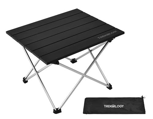 TREKOLOGY Small Camping Table - Beach Table that Fold Up - Lightweight, Foldable, Potable Folding Small Outdoor Table - for Camp, Hiking, Campers & Summer Outing Trip - color: Obsidian Black