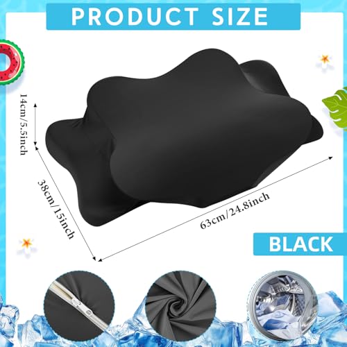 Hahafelt Cooling Cervical Neck Pillowcase Cover (Only Pillow Case) Ergonomic Pillowcase with Zipper Breathable Contour Pillow Cover for Side Back Stomach Sleepers(Black,Queen Size) - color: Black, size: Queen