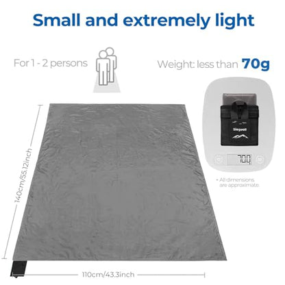 Pocket Picnic Blanket for 1-2 Persons, 43x55 in - Sandproof & Waterproof, Ultra-Light 2.5oz Travel Mat for Outdoor Beach Hiking Camping (Gray) - color: A Grey (Black Pack)