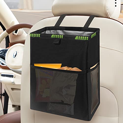 Homelove Hanging Car Trash Can with 4 Storage Pockets, Waterproof Leakproof Oxford Auto Garbage Bag, Adjustable Garbage Bag, Foldable Car Trash Bin Fit for Truck, SUV, Home, Office - color: Black-A