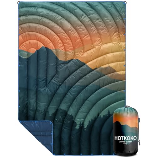 Camping Blanket,Lightweight Puffy Printed Camping Blanket Packable Outdoor Blanket for Camping,Traveling, Stadium, Hiking, Picnics - color: Cyan Sky, size: 52x75"