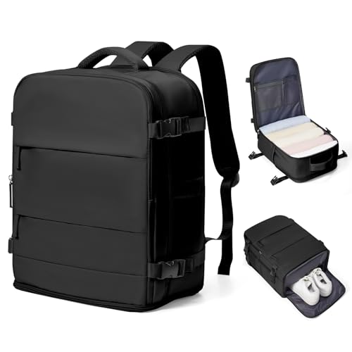 coowoz Travel Backpack Carry On for Women Man Gym Backpack with Laptop Compartment Mochila de Viaje Teacher Personal Item Backpacks Rucksack Airplane Accessories Must Haves,Black Small - color: Black, size: 20l