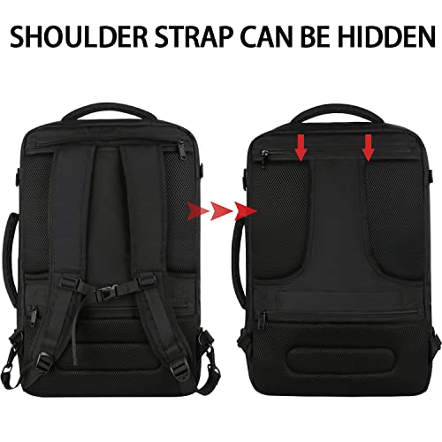 Vancropak Carry On Backpack, 45L Expandable Extra Large Travel Backpack, Flight Approved Water Resistant Luggage Suitcase Daypack, Lightweight Business Overnight Weekender Bag for Men & Women, Black - color: A-black, size: XX-Large
