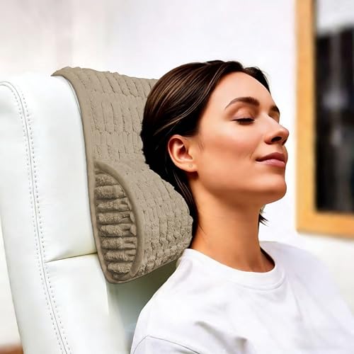 Headrest Memory Foam Pillow, Supportive Pillow for Neck, Back or Leg for Sofas, Recliners, Office Chairs, Massage Chairs for Neck Pain Relief and Cervical Support. (Khaki, 13" W x 2.7" D) - color: Khaki, size: 13"W x 2.7"D