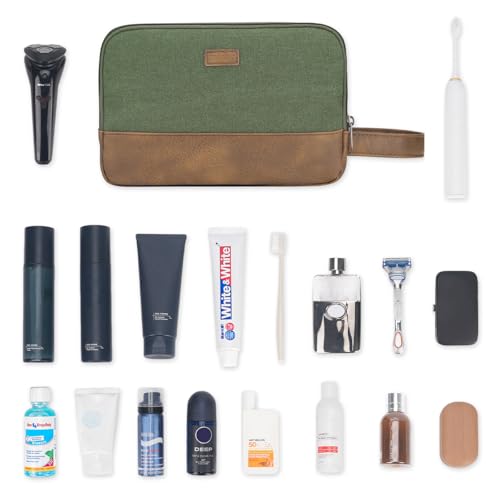 WANDF Travel Toiletry Bag for Men Large Toiletries Shaving Bag Water Resistant Hanging Dopp Kit Travel Accessories Bag for Women Men (Green) - color: Green