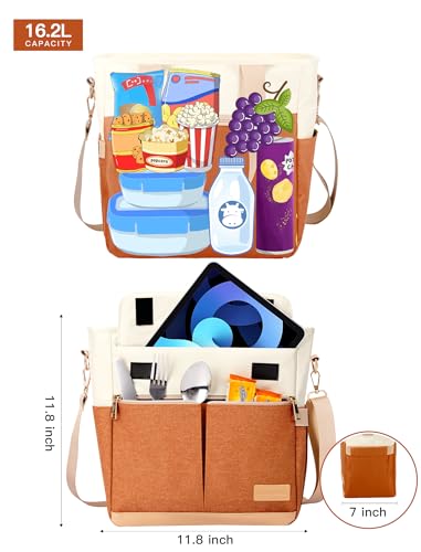 JOYHILL Lunch Bag for Women, Lunch Tote Leakproof Insulated Lunch Box with Shoulder Strap, Adult Reusable Lunch Cooler Tote Bags for Work Picnic Camping Beach (ORANGE) - color: GA-ORANGE