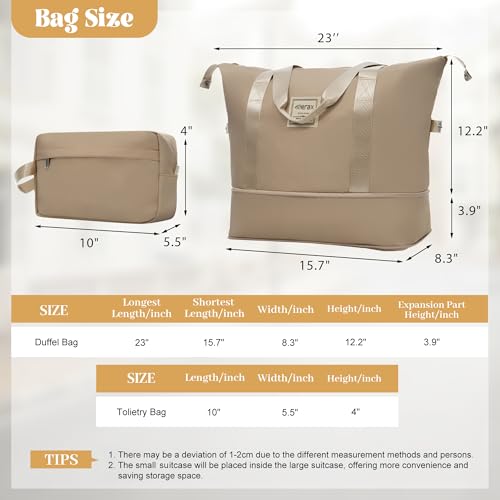 Merax Luggage Set 6 Piece,Lightweight Hardshell Suitcase with Double Spinner Wheels Handle Password Lock,14 IN Cosmetic Case 20/24/28 IN Luggages with Duffel Bag and Toiletry Bag,Khaki - color: Khaki, style: 14+20+24+28+bags