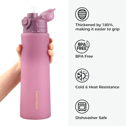 TakeToday Collapsible Water Bottles 32oz, Foldable Travel Bottle, TSA-Approved Leakproof Newly Silicone Water Bottle for Hiking, Travel, Outdoors, Purple - color: Purple