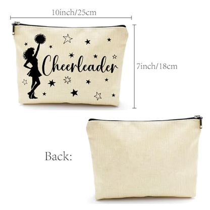 CREATCABIN Cheerleader Makeup Bags for Purse Multi-Function Canvas Cosmetic Bag Zipper Toiletry Travel Washing Make Up Organizer Tool Pouch Storage for Women Cheer Teams Gifts 10x7Inch - style: Cheerleader