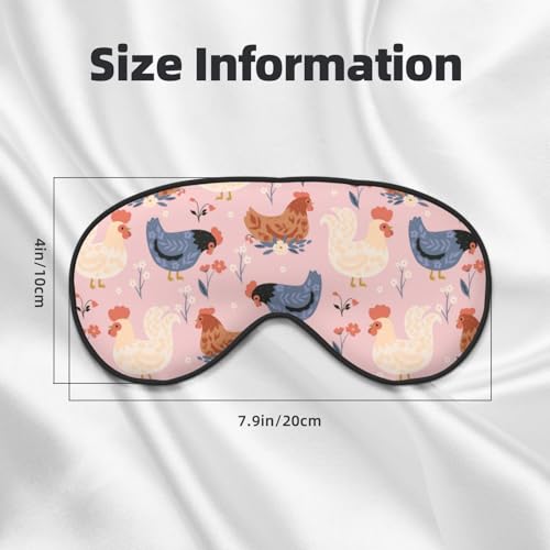 Sleep Mask Cute Chickens and Flowers Comfortable Eye Mask with Adjustable Strap Soft Eye Cover Blindfold for Travel Yoga Nap Shift Work - color: Cute Chickens and Flowers