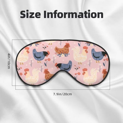 Sleep Mask Cute Chickens and Flowers Comfortable Eye Mask with Adjustable Strap Soft Eye Cover Blindfold for Travel Yoga Nap Shift Work - color: Cute Chickens and Flowers