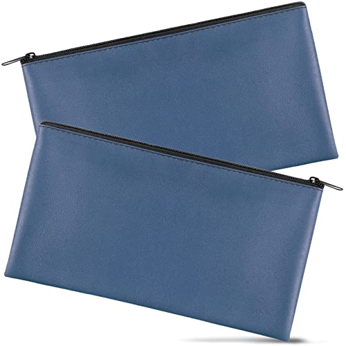 2 Pieces Money Bags with Zipper, 11x6.1 inch Money Pouch, Bank Bag, Cash Bag, Check Wallet, Cosmetics(navy) - color: Blue, size: 2 Pieces