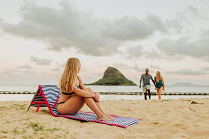 PICNIC TIME Beachcomber Portable Lounger - Soft Beach Mat & Chair - Blue Pinstripe - color: Blue Pinstripe