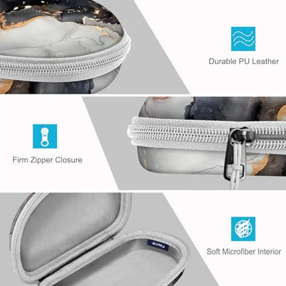 Fintie Sunglasses Case with Carabiner, Hard Shell Shockproof Sport Glasses Cases Travel Zipper Eyeglasses Holder, Cloudy Marble - color: Cloudy Marble