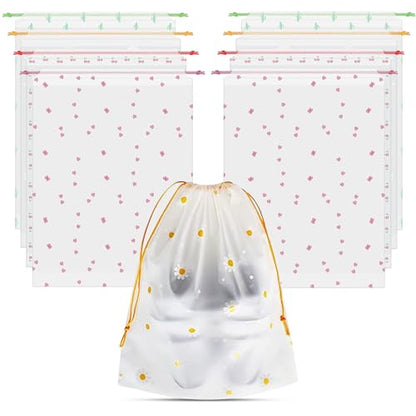 8PCS Travel Shoe Bags with Rope for Men and Women Large Shoes Pouch Organizers - color: Flower Pattern