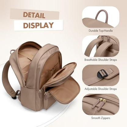 GOLF SUPAGS 15.6 Inch Women's Laptop Backpack, Water Resistant Work College Travel Daypack, Everyday Commuter Bag for Teacher Nurse (Champagne) - color: Champagne