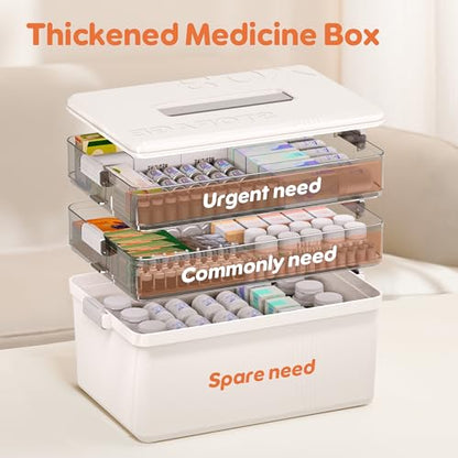Citylife 3-Tier Medicine Cabinet Organizer,Medicine Cabinet First Aid Kit with Handle,Portable Multi-Purpose Storage Box Suitable for Family Emergency,Home,Travel,White - size: 3-Tier