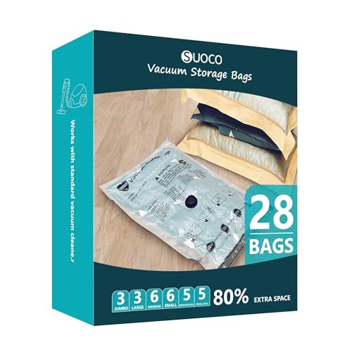 Vacuum Storage Bags, Compression Packing Space Saver Seal Bags for Clothing Bedding Comforters Blankets Pillows, 28 Combo - size: 28 Combo