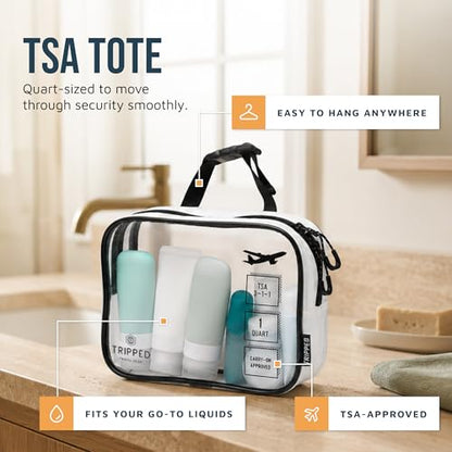 Toiletry Bag Kit 3 Piece Set: Hanging Travel Toiletry Bag + 311 TSA Cosmetic Liquid Bag + Accessory Organizer Pouch - color: White Ripstop