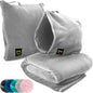 Travel Blanket Airplane Compact with Hoodie – 2in1 Airplane Travel Accessories from Plane Blanket to Travel Pillow with Luggage Strap, Soft Handle & Secure Pocket - color: Light Grey, size: 62x41''
