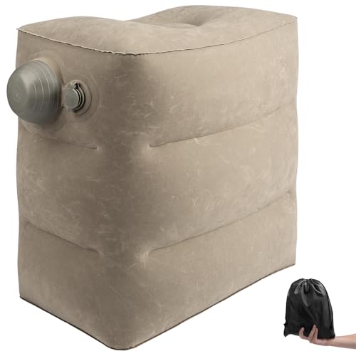 1 Pack Inflatable Travel Foot Pillow,Inflatable Leg Pillow Outdoor Stool, Adjustable 3 Layers Height Leg Rest Pillow for Airplane, Office, Home, Trains, Cars (1Pack Grey) - color: 1pack Grey