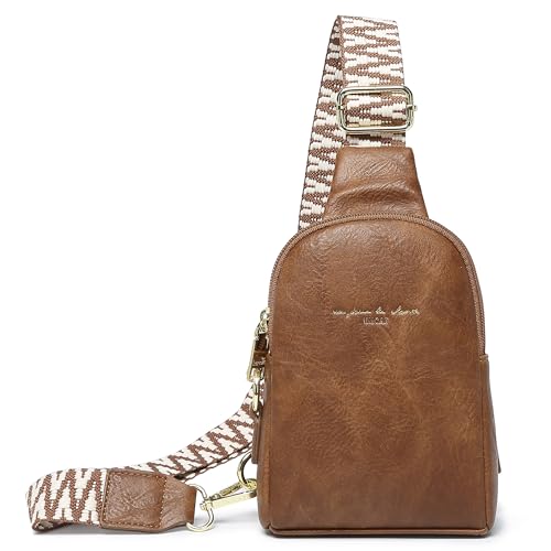 Haytijoe Small Anti Theft Crossbody Bag for Women Faux Leather Lightweight Sling Bags RFID Blocking Fanny Pack for Travel - color: Brown Mocha