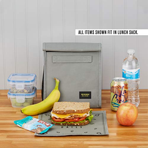 2nd Childhood Rolltop Lunch Bag for Work or School – Compact, Foldable & Low Profile Design – Insulated Reusable Bag with Handle – Slim, Durable & Stylish - 3.5L (Grey) - color: Gray