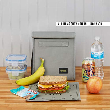 2nd Childhood Rolltop Lunch Bag for Work or School – Compact, Foldable & Low Profile Design – Insulated Reusable Bag with Handle – Slim, Durable & Stylish - 3.5L (Grey) - color: Gray
