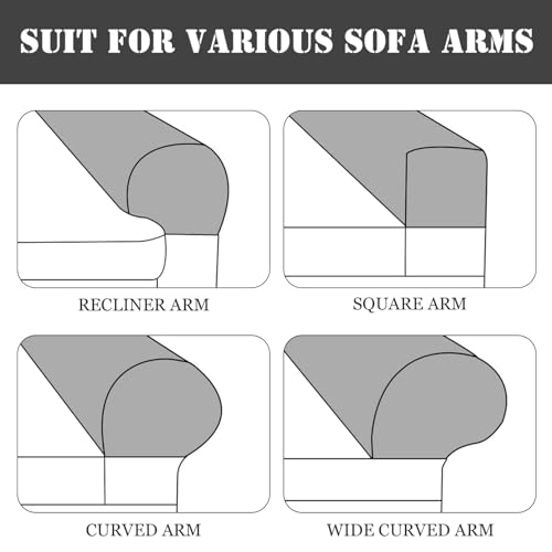 Ciieeo 2-Pack Universal Grey Velvet Sofa Armrest Covers Stretchy Armrest Protectors for Couch Furniture Machine Washable Slipcovers for Living Room and Office