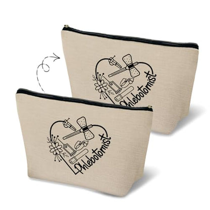 Phlebotomist Gifts,Nurse Phlebotomist Makeup Bag for Women, Future Nurse Gifts Supplies Cosmetic Bag Travel Toiletry Bag for Women, Stethoscope Medical Zipper Makeup Pouch - color: Phlebotomist