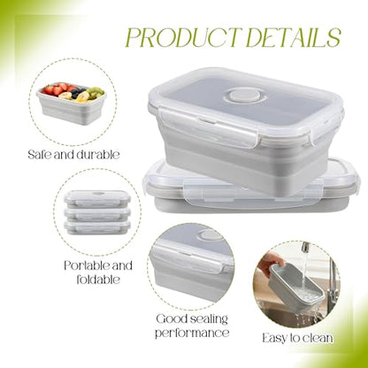 10Pcs Silicone Collapsible Food Storage Containers with Airtight Lids 17 oz Collapsible Bowls with Lids for Camping Silicone Containers for Lunch Box for Kitchen, Freezer Microwave Dishwasher Safe