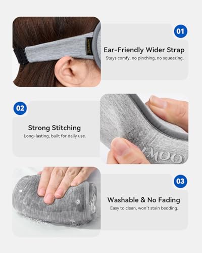 Weighted Eye Mask for Sleeping - 3D Blackout Sleep Mask for Women Men, Zero Eye Pressure, Lash-Friendly, Adjustable Strap, Airplane Travel Essentials for Long Flight & Road Trip, Meditation Mask(Gray) - color: Grey