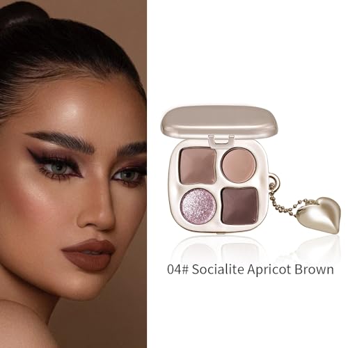 Cool Neutral Eyeshadow Palette with Mirror – Matte & Glitter High Pigment Blendable Long-Lasting Mini Everyday Eye, Mauve Smokey & Purple Contour Makeup Palette, Perfect for Blue, Green & Brown Eyes - color: A04