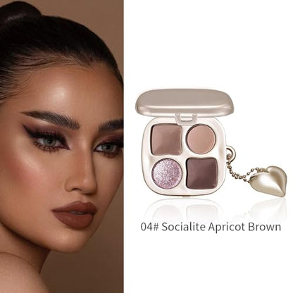Cool Neutral Eyeshadow Palette with Mirror – Matte & Glitter High Pigment Blendable Long-Lasting Mini Everyday Eye, Mauve Smokey & Purple Contour Makeup Palette, Perfect for Blue, Green & Brown Eyes - color: A04