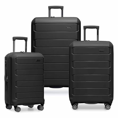 Traveler's Choice Pagosa Hardshell Expandable Luggage with Spinner Wheels, Black, 3-Piece Set (22/27/30) - color: Black, size: 3-Piece Set (22/27/30)