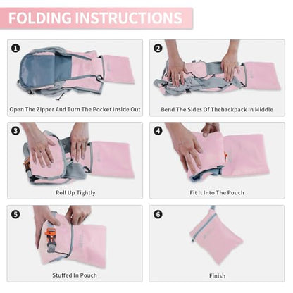 Hiking Backpack 10L/15L Small Daypack Lightweight Packable Travel Foldable Water Resistan for Women Men (Pink, 10L) - color: Pink, size: 10L