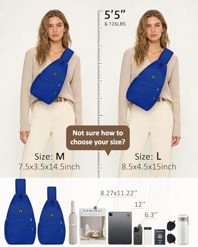 Pritent Crossbody Bags for Women Men Trendy Sling Bag Backpack Casual Chest Bag with Convertible Shoulder Strap - color: Royal Blue, size: Medium