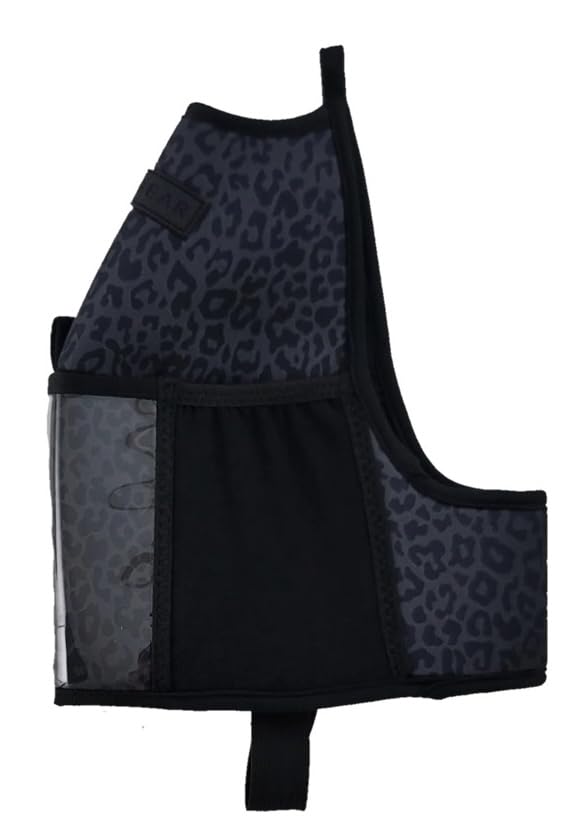 Half-Gallon Fitness Hydration Cover | Neoprene Insulated Cooling & Portable Gym Water Bottle Carrier | CASE with Storage Pockets - color: LEOPARD BLACK