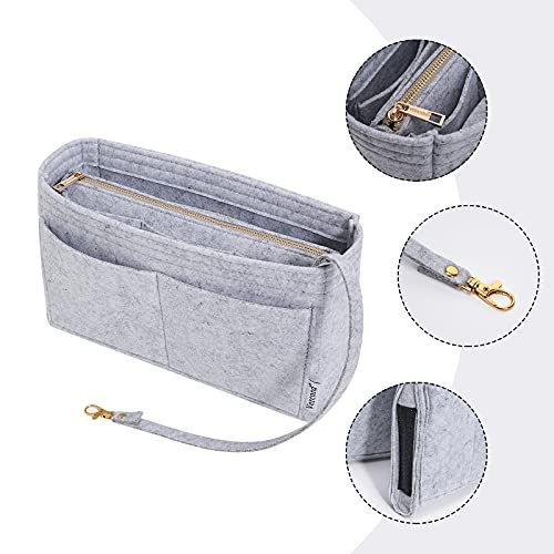 Vercord Felt Organizer Insert For Purse Handbag Tote Bag In Bag Inside Shaper Divider Neo Grey Slender Medium - color: A Grey, size: Slender Medium
