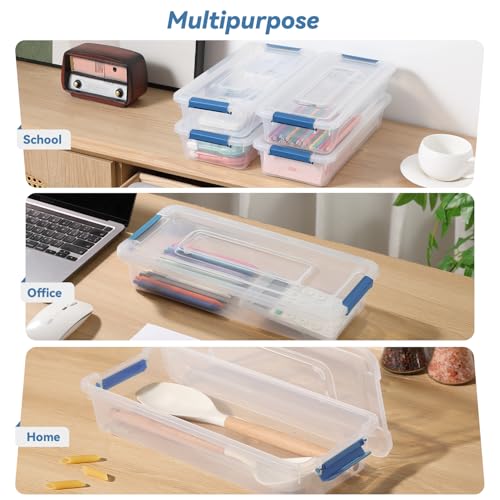 Clear Plastic Storage Bins with Lids Stackable Storage Box for Crafts, Supplies (Small 8Pack Blue) - size: Small 8Pack Blue