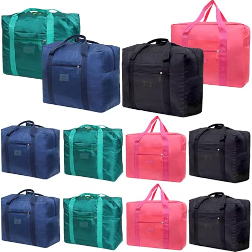 Travel Duffel Bags 12 PCS Foldable Travel Bag Tote Carry on Luggage Waterproof Sports Gym Bag Lightweight Large Weekender Overnight Bag for Women and Men (12 PCS) - color: 12 PCS