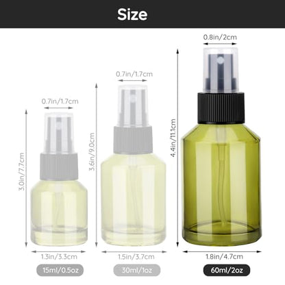 Segbeauty 6pcs 2oz Perfume Travel Refillable Bottles, Small Travel Size Spray Bottle for Hair, 60ml Empty Mini Glass Fine Mist Spray Bottles, Green Perfume Cologne Atomizer Sprayer Bottle for Liquids - size: 2 fl oz