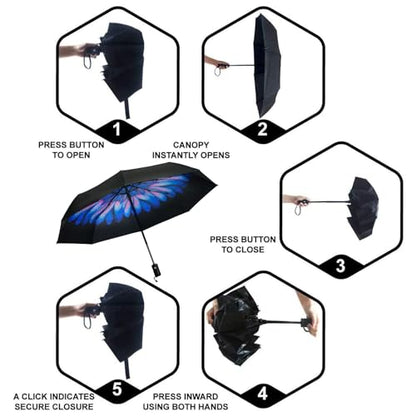 SY COMPACT Travel Umbrella - Windproof Automatic Compact Umbrella for Rain, Lightest 8-Rib, Small, Strong & Portable, Durable Grip, Fits Backpack & Car, Factory Direct (UV Available) - color: UPF-Flower lucite